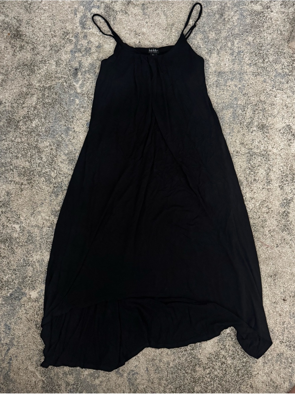 Nicole Miller Black High-Low Slip Dress with Spaghetti Straps